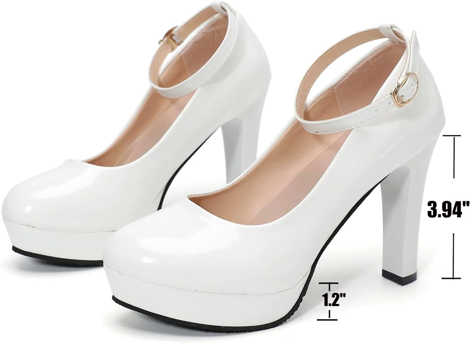 WUIWUIYU Women's Cosplay Platform Ankle Strap Mary Jane Shoes Pump Stiletto High Heeled Pumps