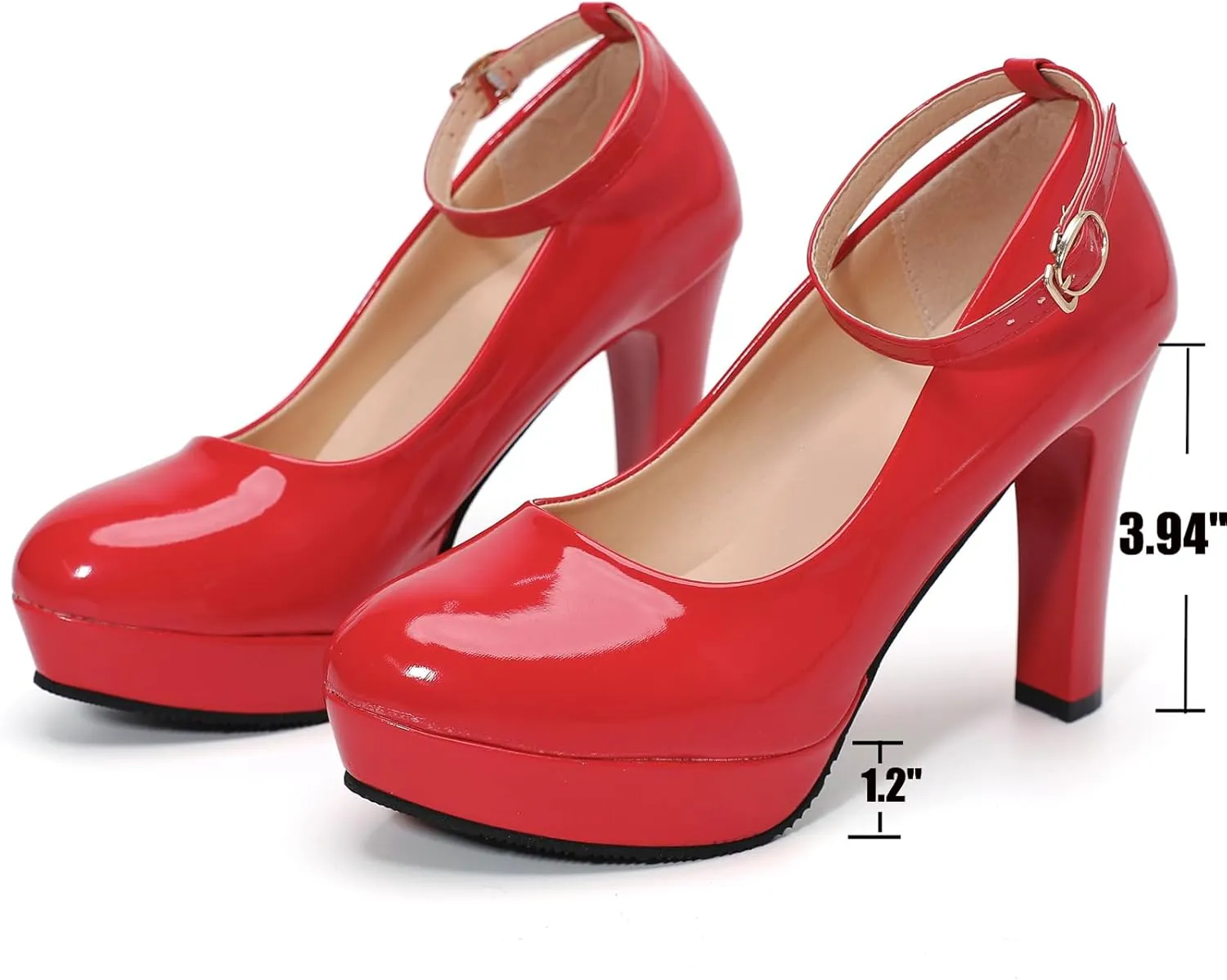 WUIWUIYU Women's Cosplay Platform Ankle Strap Mary Jane Shoes Pump Stiletto High Heeled Pumps
