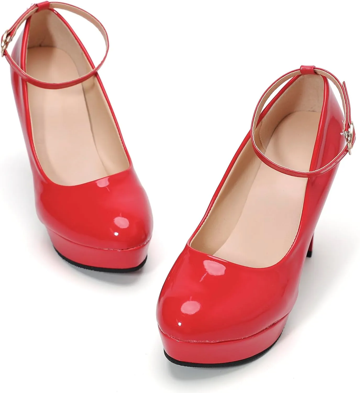 WUIWUIYU Women's Cosplay Platform Ankle Strap Mary Jane Shoes Pump Stiletto High Heeled Pumps