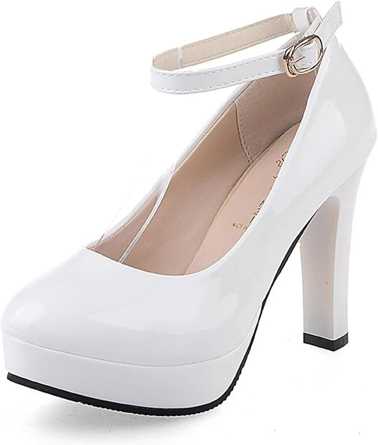 WUIWUIYU Women's Cosplay Platform Ankle Strap Mary Jane Shoes Pump Stiletto High Heeled Pumps