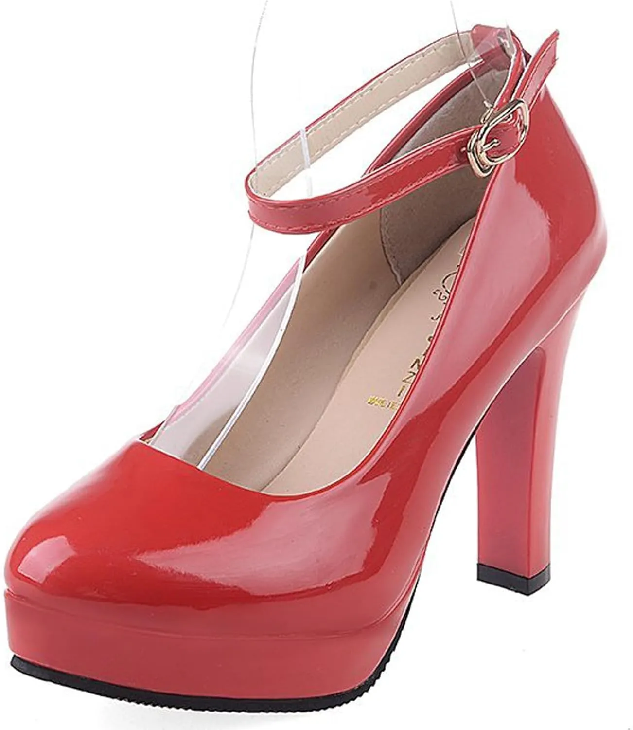 WUIWUIYU Women's Cosplay Platform Ankle Strap Mary Jane Shoes Pump Stiletto High Heeled Pumps