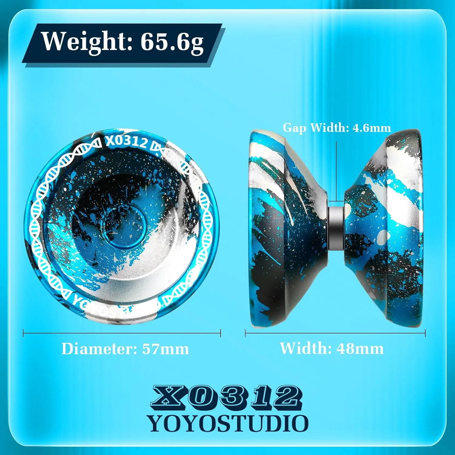 X0312 Responsive Yoyo Professional Yoyo for Adults Kids 8-12, Unresponsive Yoyos for Fingerspin Yoyos Tricks with Yo Yo Bearing Kit, 10 Yo-Yo Strings, Case & Glove (Black Blue Silver)