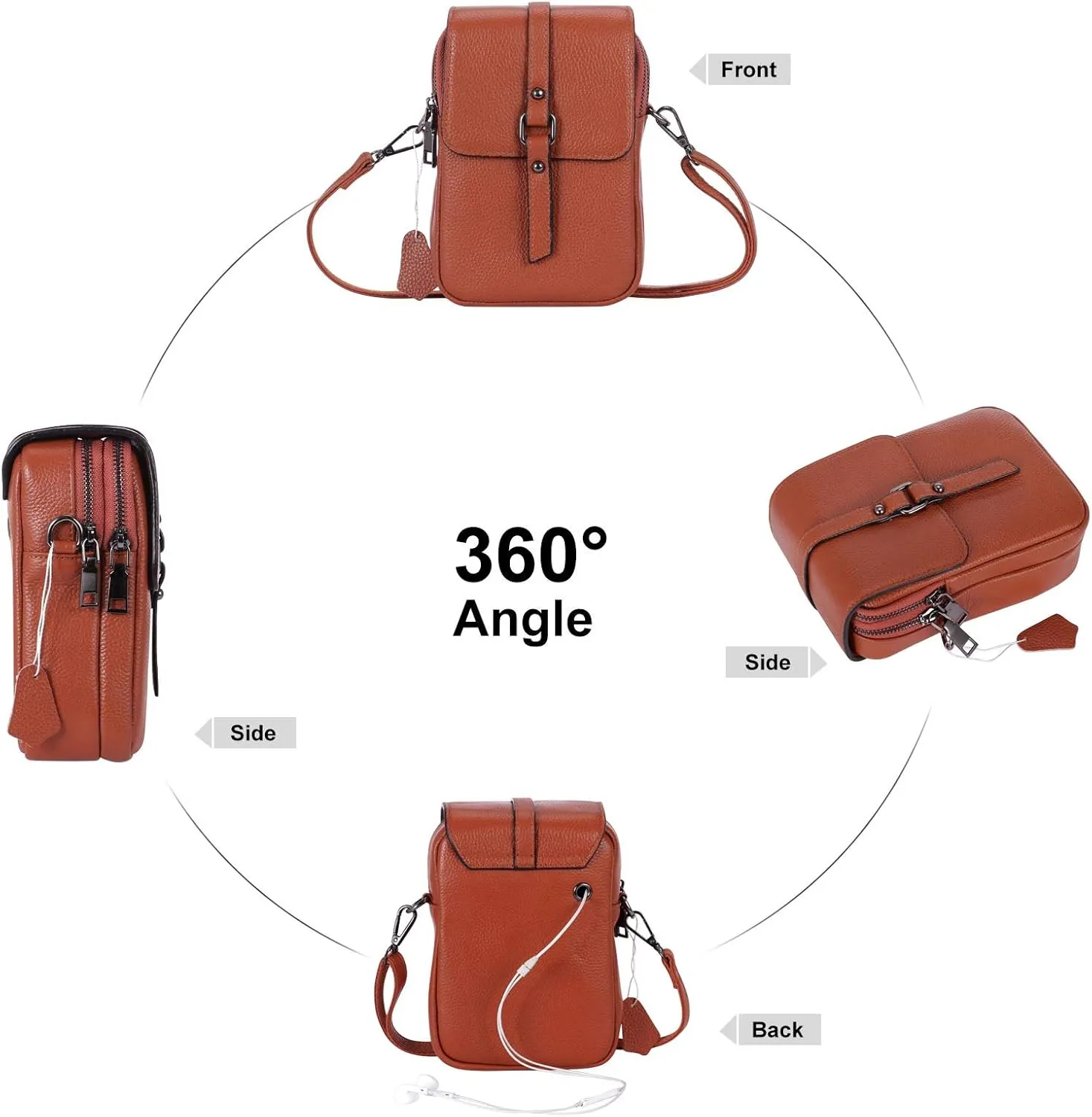 XEYOU Women's Small Cellphone Purse Wallet Lightweight Genuine Leather Crossbody Shoulder Pouch Bag