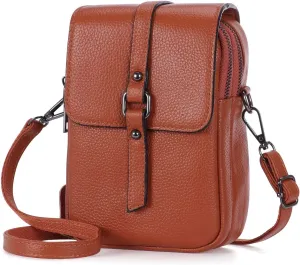 XEYOU Women's Small Cellphone Purse Wallet Lightweight Genuine Leather Crossbody Shoulder Pouch Bag