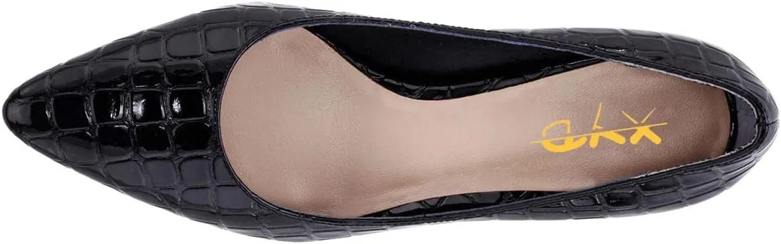 XYD Women Closed Pointy Toe Mid Scallop Shape Heel Pumps Slip On Dressy Cocktail Evening Party Event Shoes