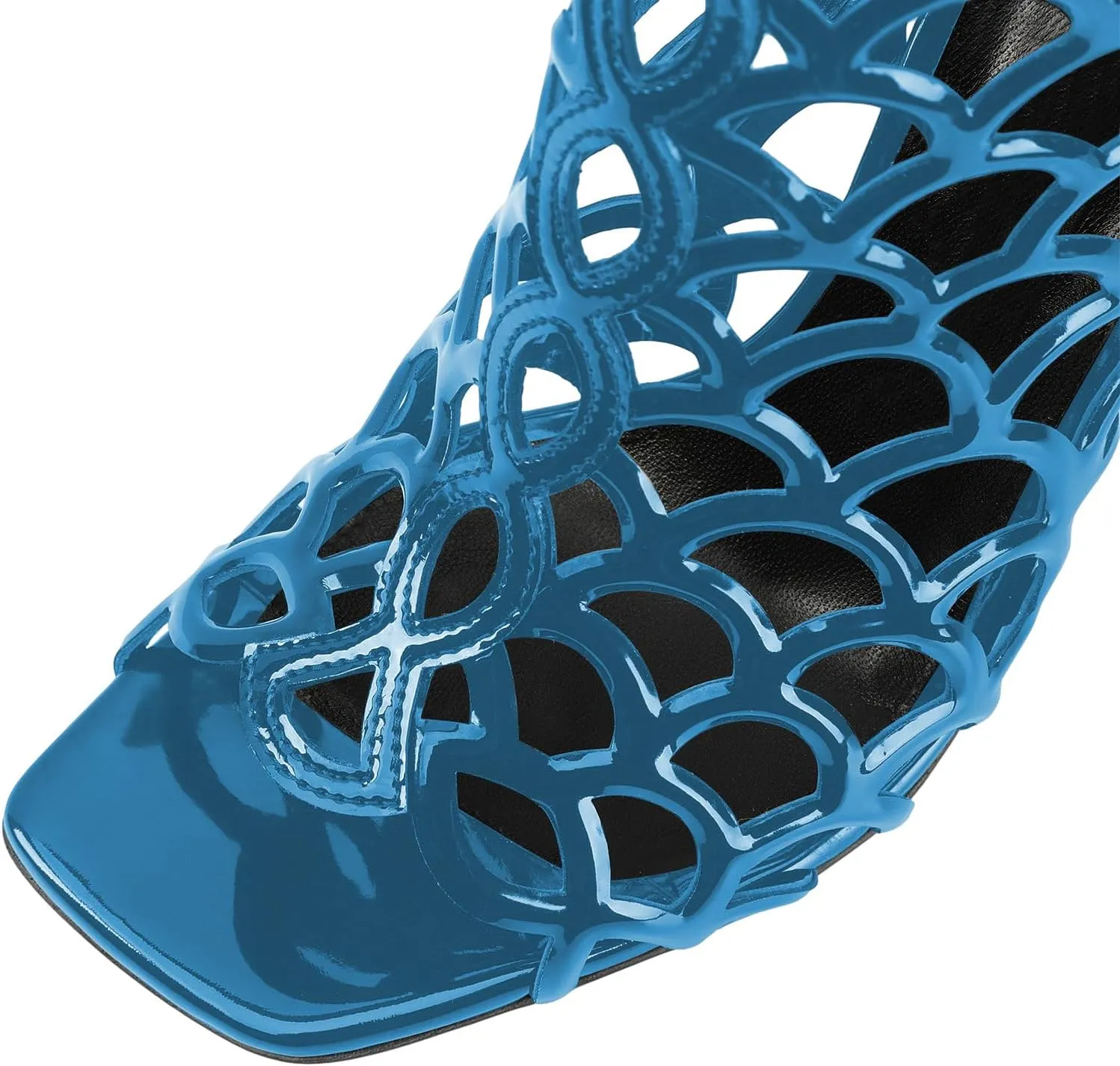 XYD Women Cutout Square Open Toe Wedges High Heel Sandals Back Zipper Gladiator Strappy Event Dress Shoes