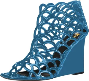 XYD Women Cutout Square Open Toe Wedges High Heel Sandals Back Zipper Gladiator Strappy Event Dress Shoes