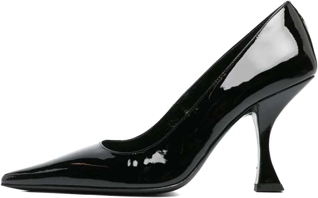 XYD Women Dress Classic Pumps Pointed Toe Mid High Flared Heels Slip On Office Lady Party Event Formal Shoes