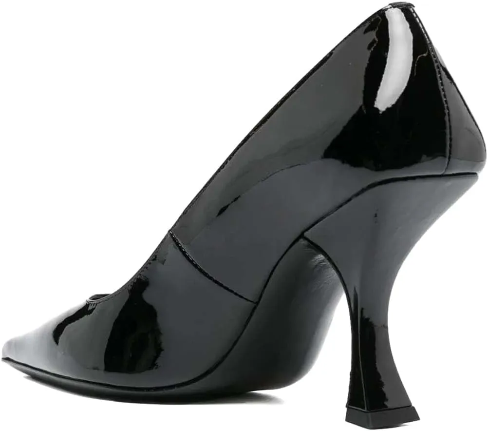 XYD Women Dress Classic Pumps Pointed Toe Mid High Flared Heels Slip On Office Lady Party Event Formal Shoes