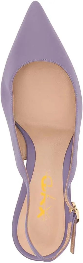 XYD Women Mid Scallop Shape Heel Slingback Buckled Closed Pointed Toe Pumps Pull On Party Event Club Dressy Shoes