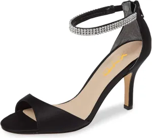 XYD Women's Open Toe Rhinestones Ankle Strap Sandals Mid Heel Pumps Bridal Evening Prom Dress Shoes