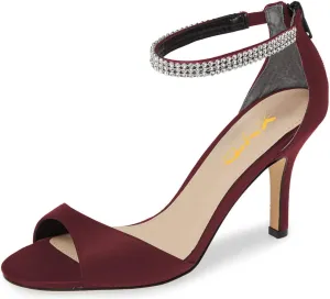 XYD Women's Open Toe Rhinestones Ankle Strap Sandals Mid Heel Pumps Bridal Evening Prom Dress Shoes