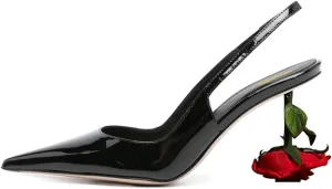 XYD Women's Romantic Rose Heel (100mm) Closed Pointed Toe Slingbacks Pumps Sexy Lady Formal Event Evening Fashion Shoes