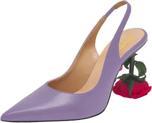 XYD Women's Romantic Rose Heel (80mm) Closed Pointed Toe Slingbacks Pumps Sexy Lady Formal Event Evening Fashion Shoes