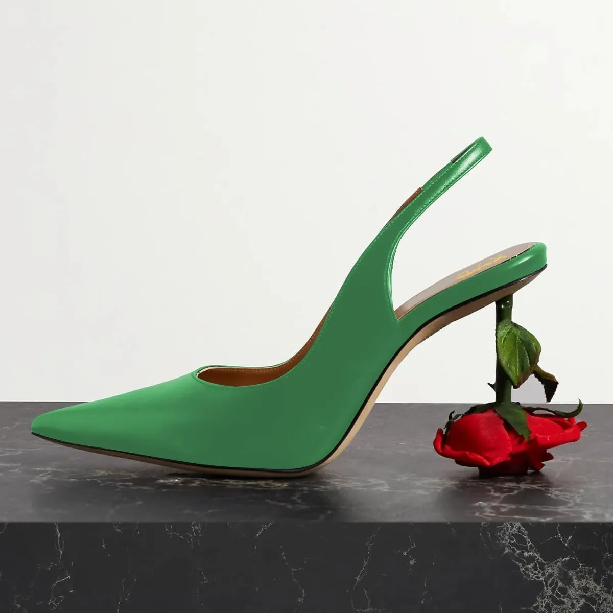 XYD Women's Romantic Rose Heel (80mm) Closed Pointed Toe Slingbacks Pumps Sexy Lady Formal Event Evening Fashion Shoes