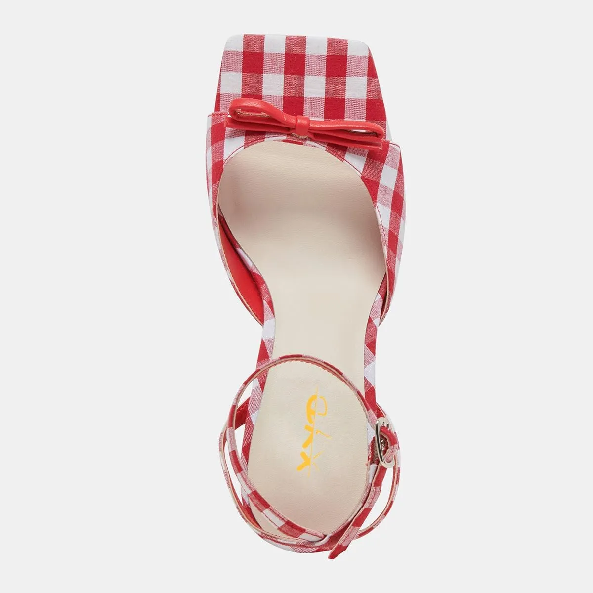 XYD Women's Sweet Plaid Ankle Strap Sandals Flared Mid Heels Square Open Toe Bowknot Countryside Style Dress Shoes
