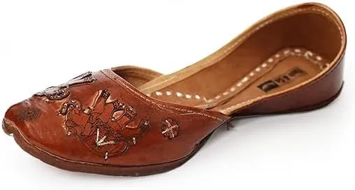 YASH & CO. Pure Leather Hand Crafted Bellies| Rajasthani Jutti, Mojari| Latest Collection Comfortable Stylish Slip on Bellies & Ballerina for Women & Girls/Ethnic Bellies Footwear