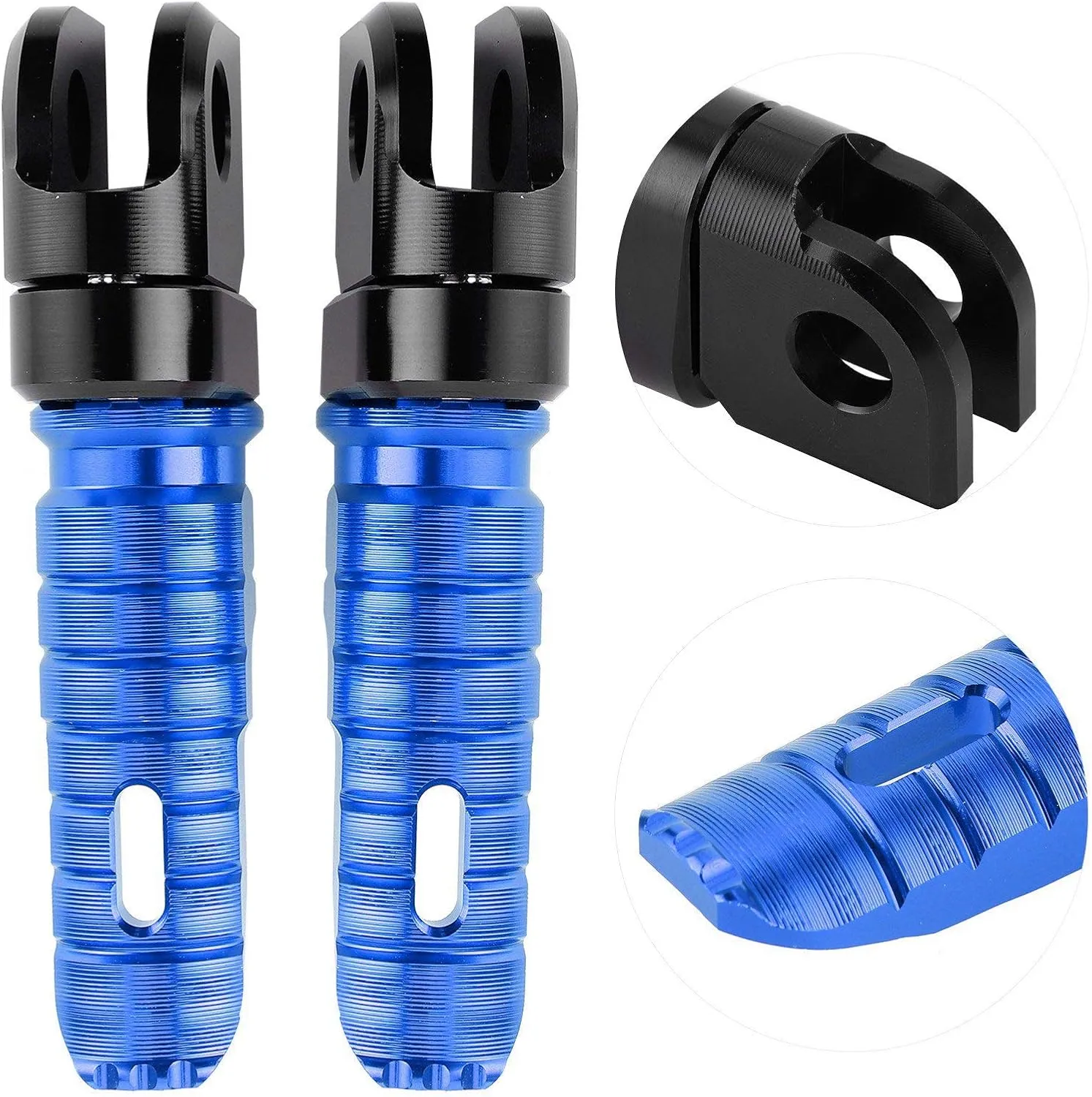 Yctze Pair of Front Foot Pegs Aluminum Alloy Pedals Fit for Ninja Z125 PRO Z250/SL Z400 Z900 (blue)