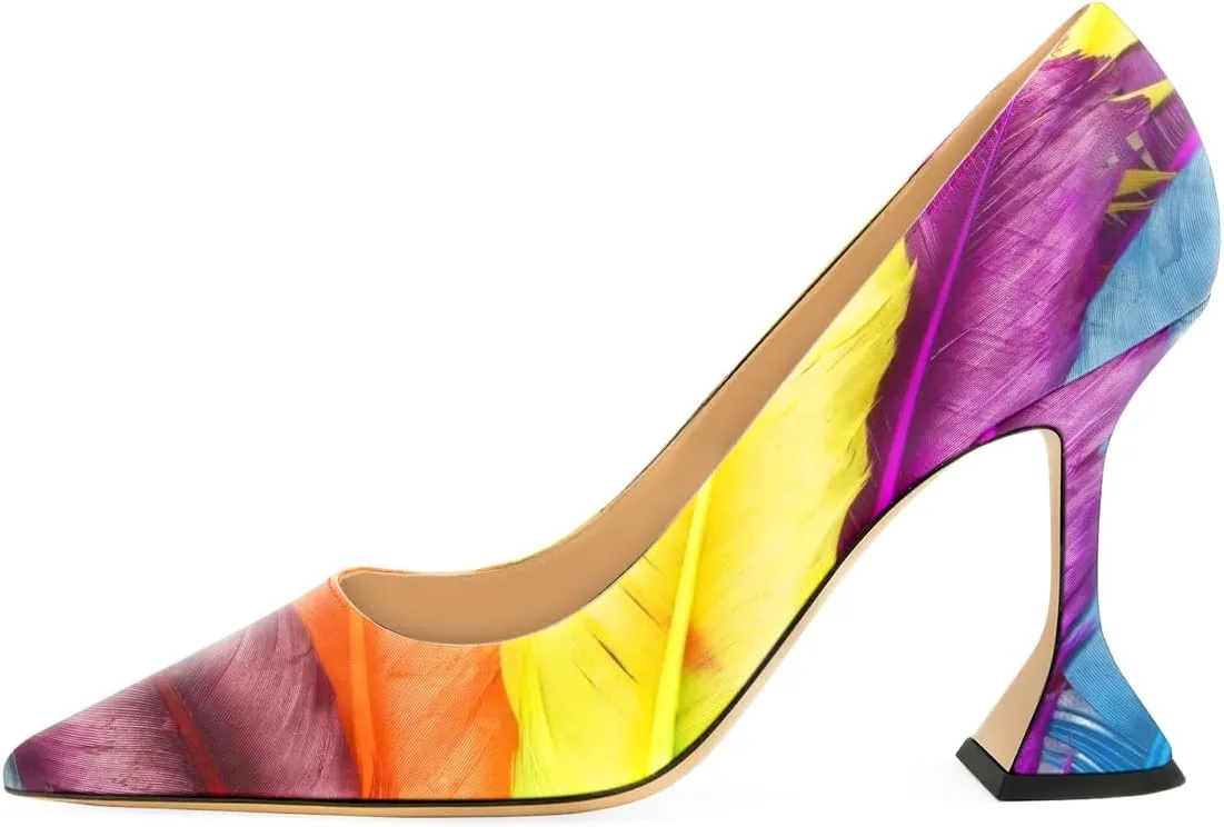 YDN Women Pointed Toe Slip on Pumps Special Kitten High Heel Shoe for Party Prom Dress Lady Size 4-16 US