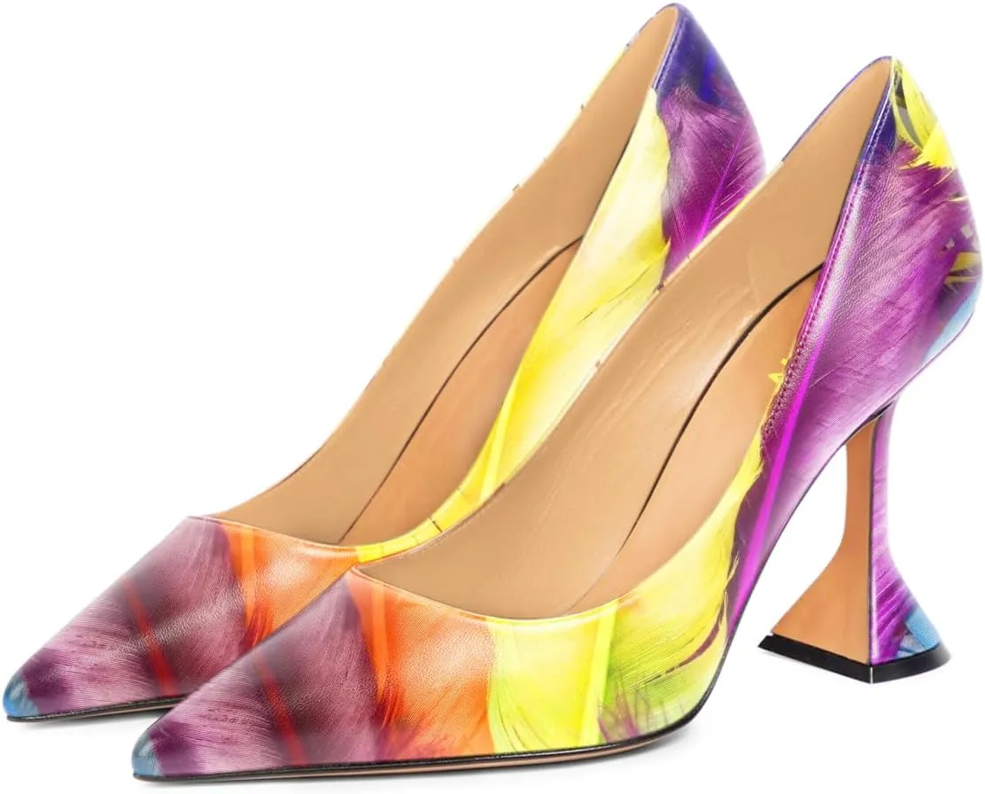 YDN Women Pointed Toe Slip on Pumps Special Kitten High Heel Shoe for Party Prom Dress Lady Size 4-16 US