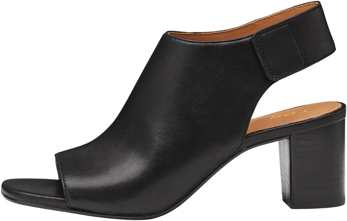 YDN Women's Open Toe Mid High Heel Slingback Sandals Strap Slip On Booties Shoes for Cocktail Club Event Size 4-16 US