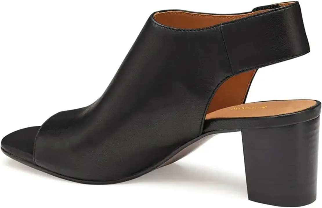 YDN Women's Open Toe Mid High Heel Slingback Sandals Strap Slip On Booties Shoes for Cocktail Club Event Size 4-16 US