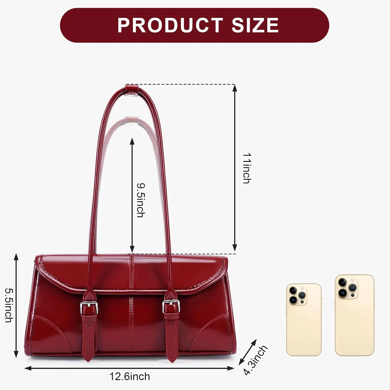YFGBCX Faux Leather Tote Bag for Women Burgundy Purses Small Shoulder Bag Wine Colored Purse Y2k Red Handbag Purse