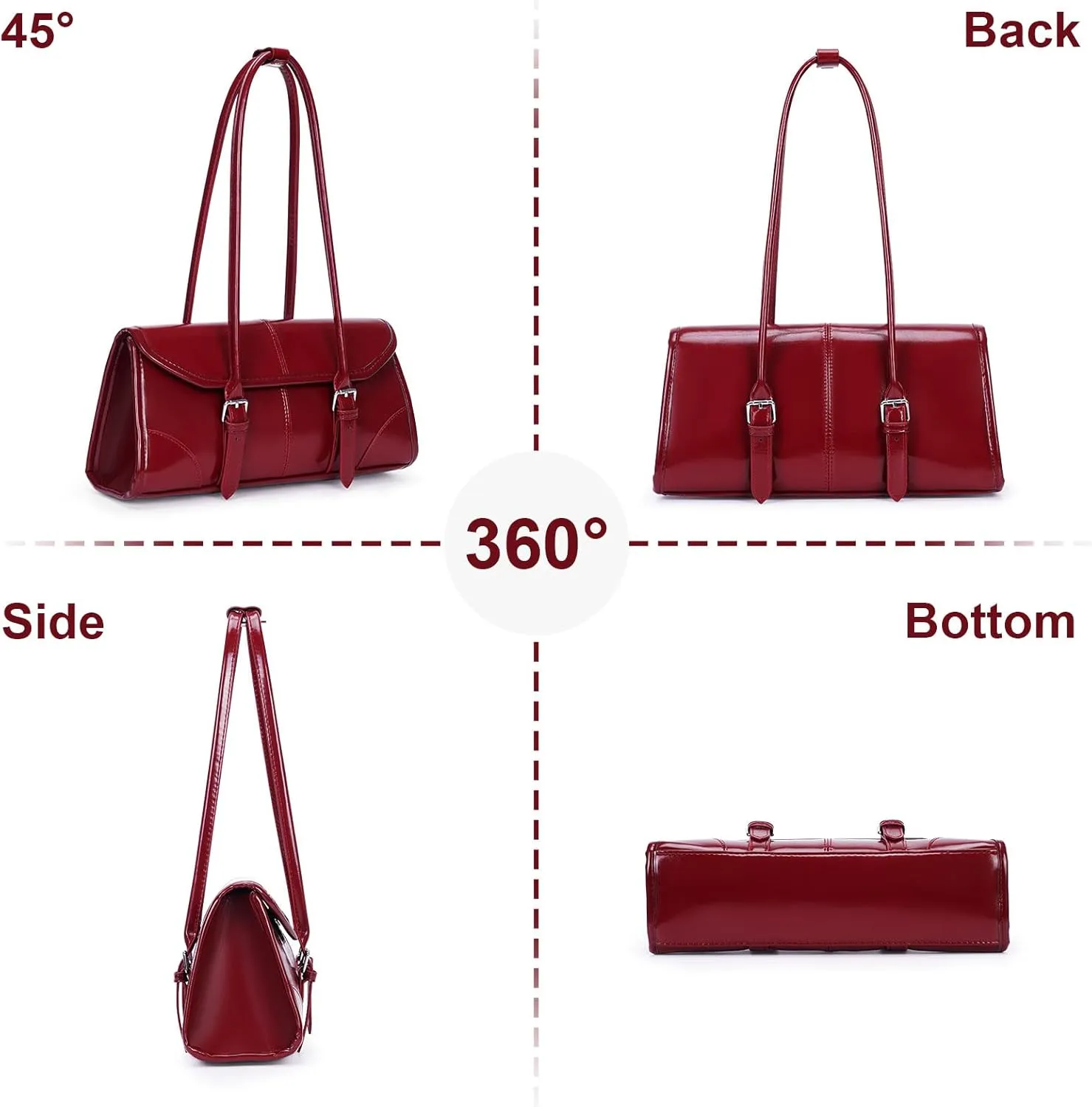 YFGBCX Faux Leather Tote Bag for Women Burgundy Purses Small Shoulder Bag Wine Colored Purse Y2k Red Handbag Purse
