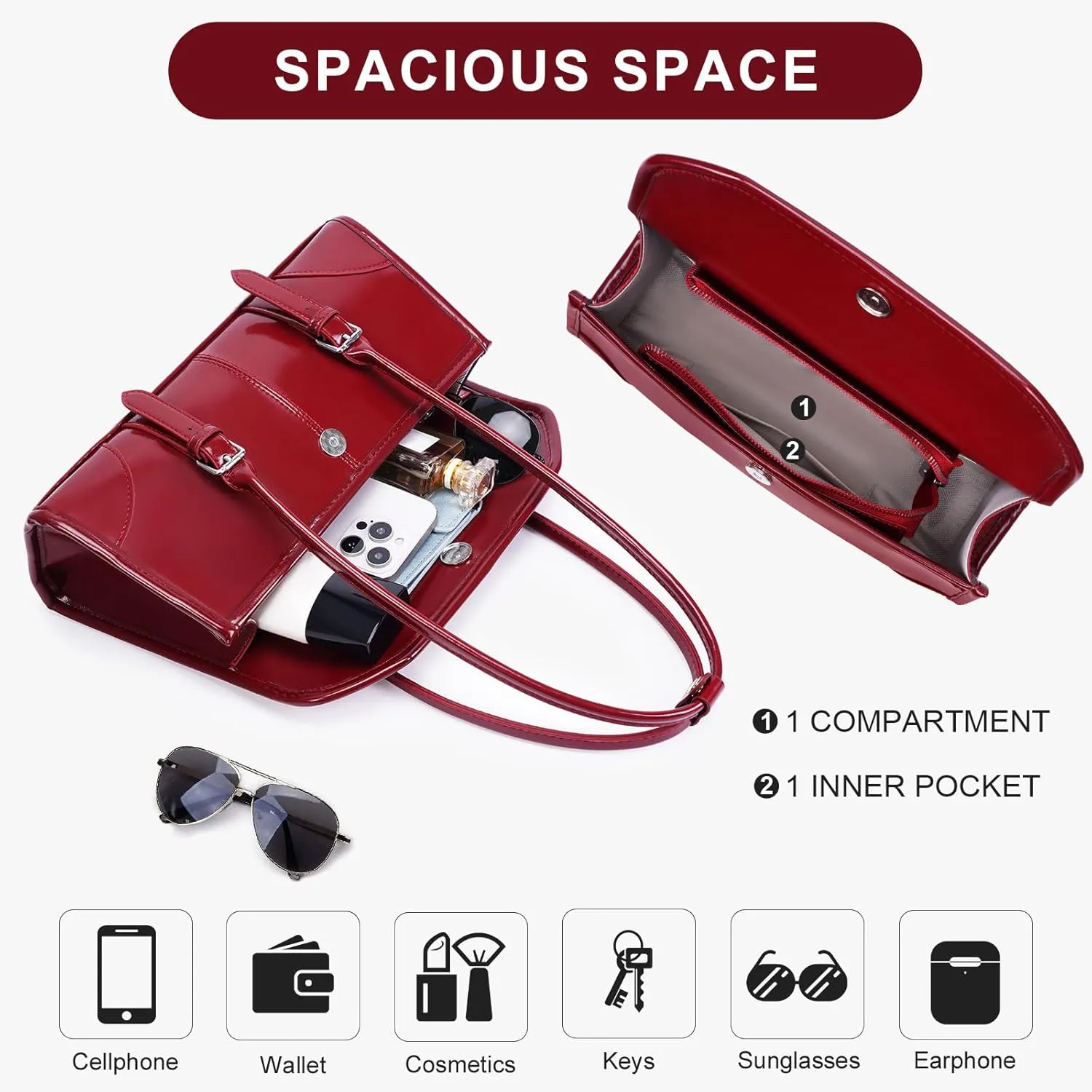 YFGBCX Faux Leather Tote Bag for Women Burgundy Purses Small Shoulder Bag Wine Colored Purse Y2k Red Handbag Purse