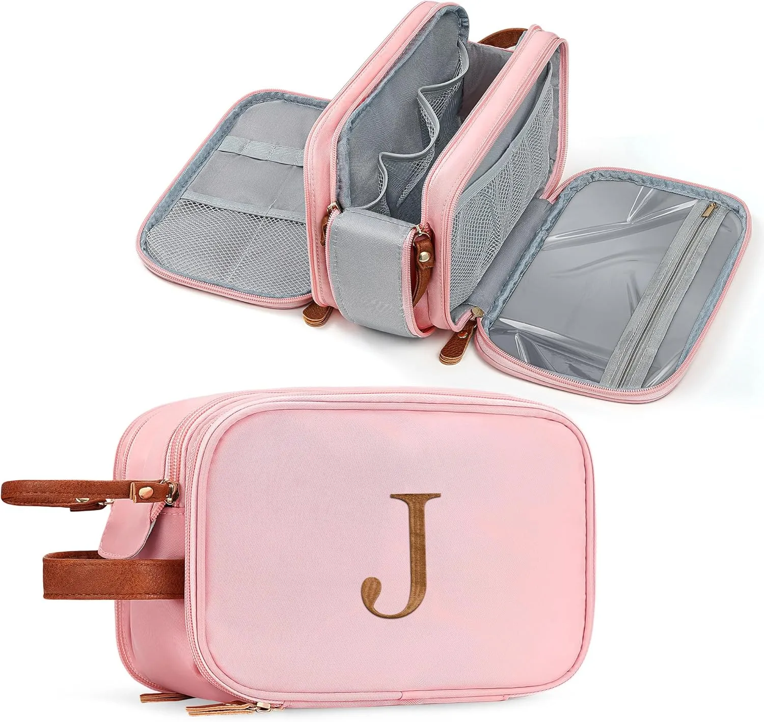 YOOLIFE Toiletry Bag for Women Men - Initial Travel Toiletry Bag Organizer Dopp Kit Water Resistant Personalized Gifts