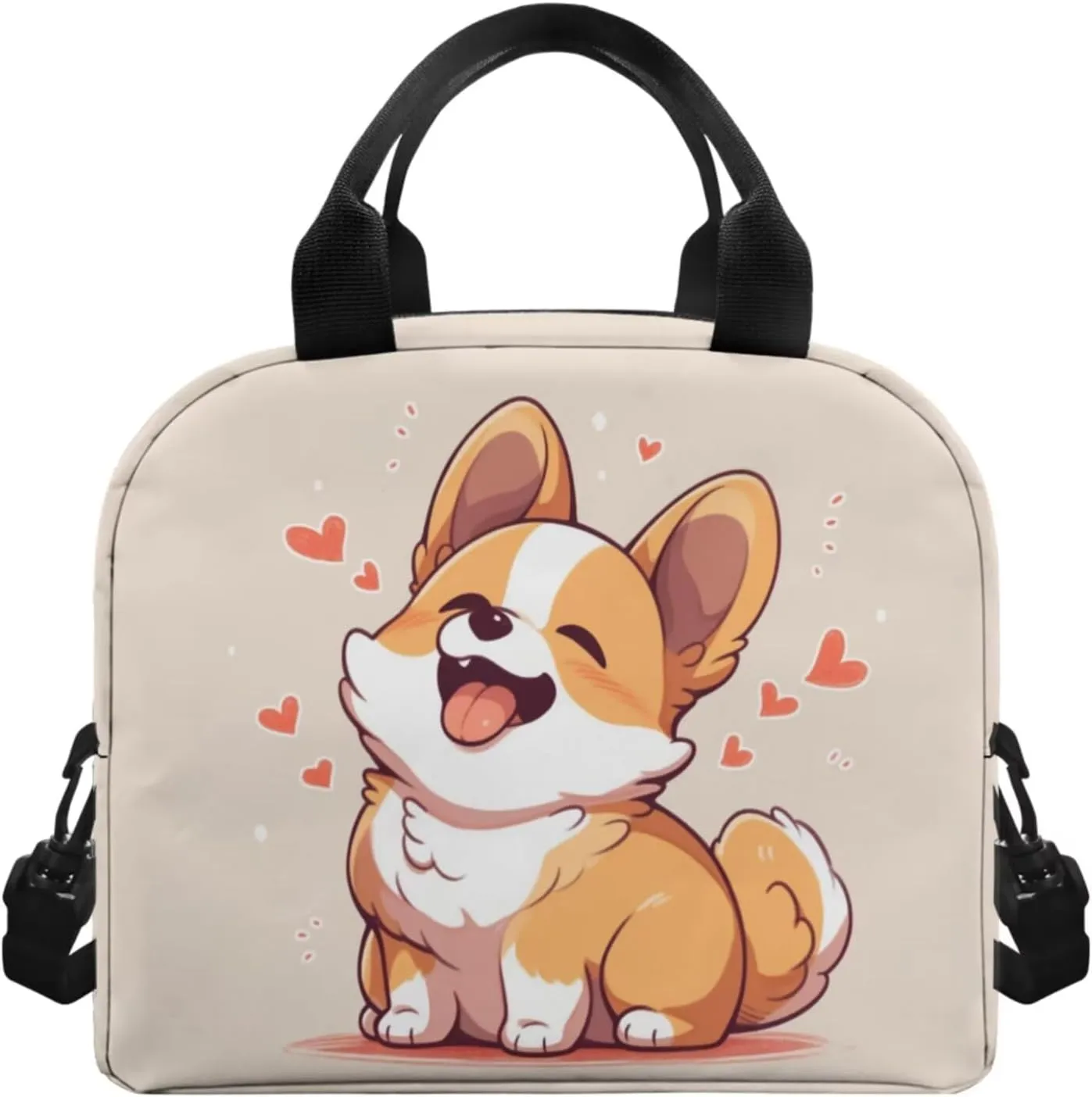 Ystardream Elementary School Backpack for Girls Cartoon Corgi Backpack Set for Girls 4 Piece School Bags for Kids Student Back To School Book Bag with Pencil Case Bookmark for Boys Girls