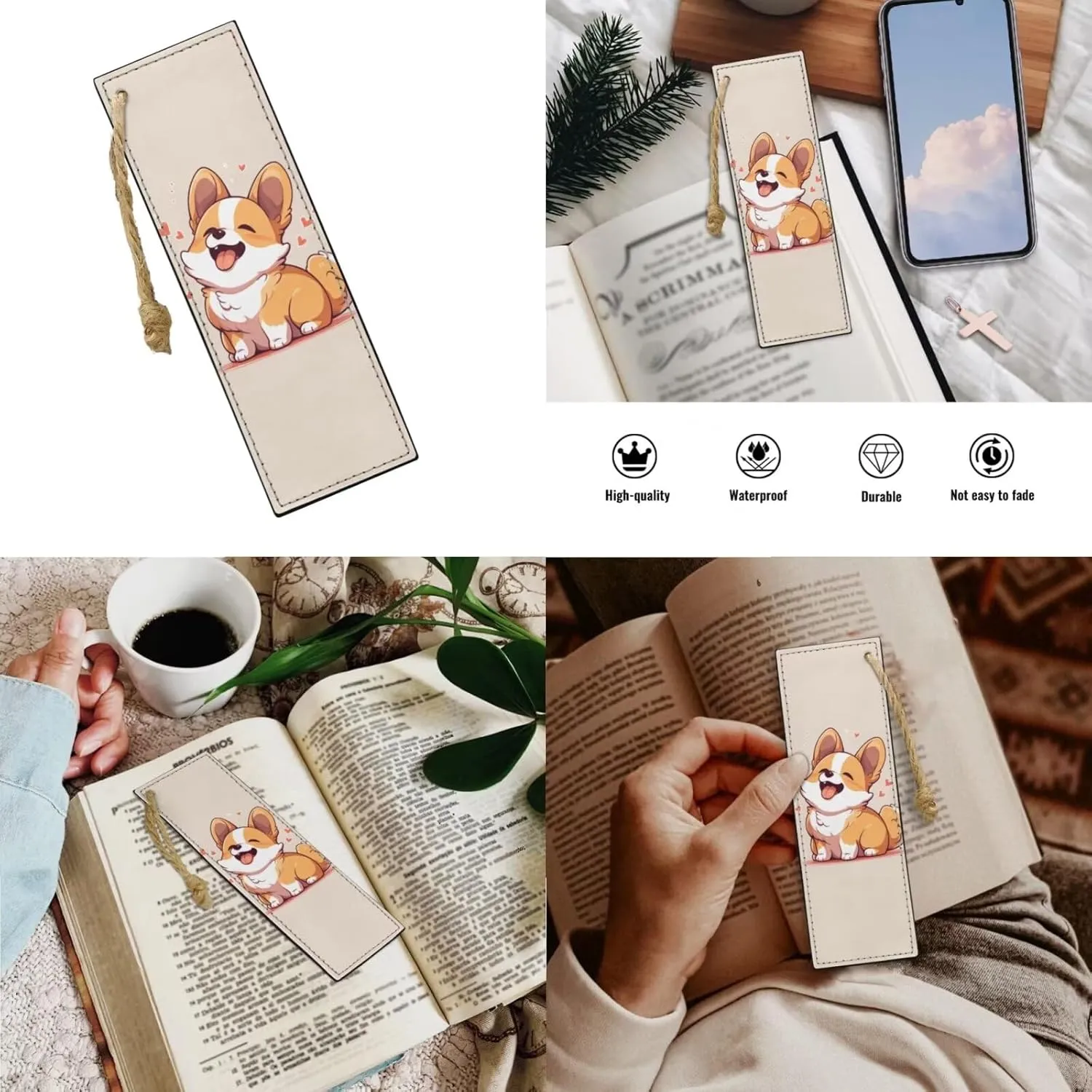 Ystardream Elementary School Backpack for Girls Cartoon Corgi Backpack Set for Girls 4 Piece School Bags for Kids Student Back To School Book Bag with Pencil Case Bookmark for Boys Girls