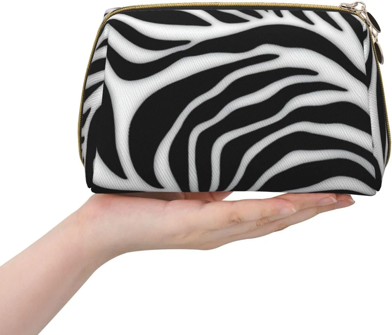 Zebra Print Toiletry Pouch, Travel-Friendly Makeup Organizer For Makeup Brushes, Lipsticks