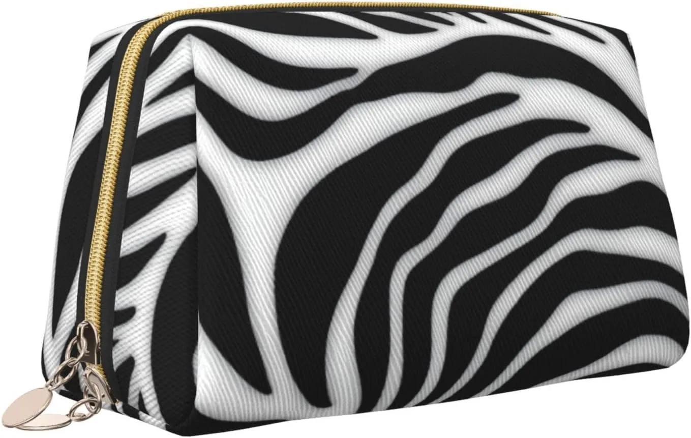 Zebra Print Toiletry Pouch, Travel-Friendly Makeup Organizer For Makeup Brushes, Lipsticks