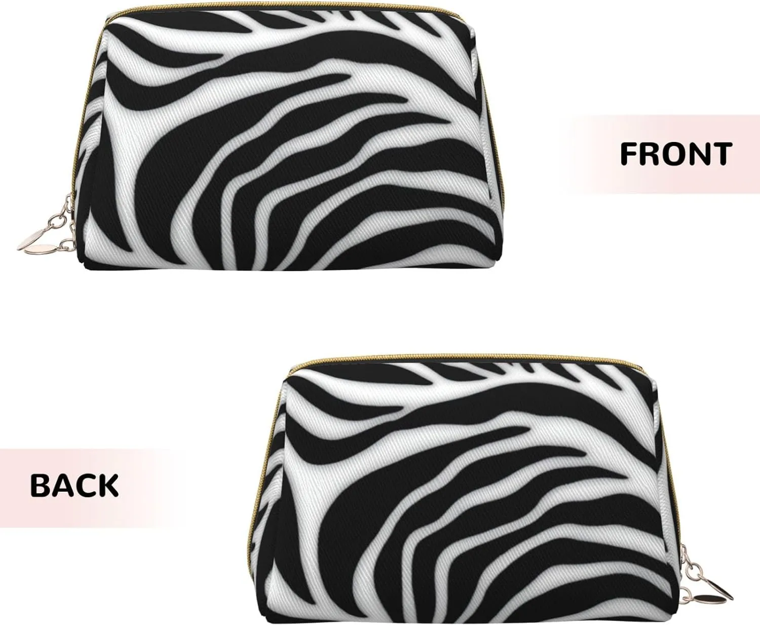 Zebra Print Toiletry Pouch, Travel-Friendly Makeup Organizer For Makeup Brushes, Lipsticks