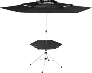 Zenithen Limited Portable Foldable Black Roof Outdoor Folding Transportable Canopy Table with Cup Holders, Perfect for Patio, Camping, Outdoor Use, Black
