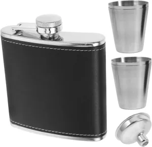 Zerodeko Stainless Steel Flask Wine Glass Set 6oz Flask for Outdoor Use Cup Funnel for Camping Hiking Travel