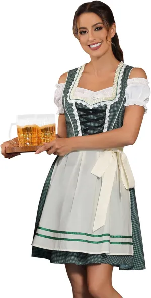 Zhitunemi Dirndl Dresses Women Oktoberfest Costume Women Beer Girls German Dresses For Oktoberfest Outfit