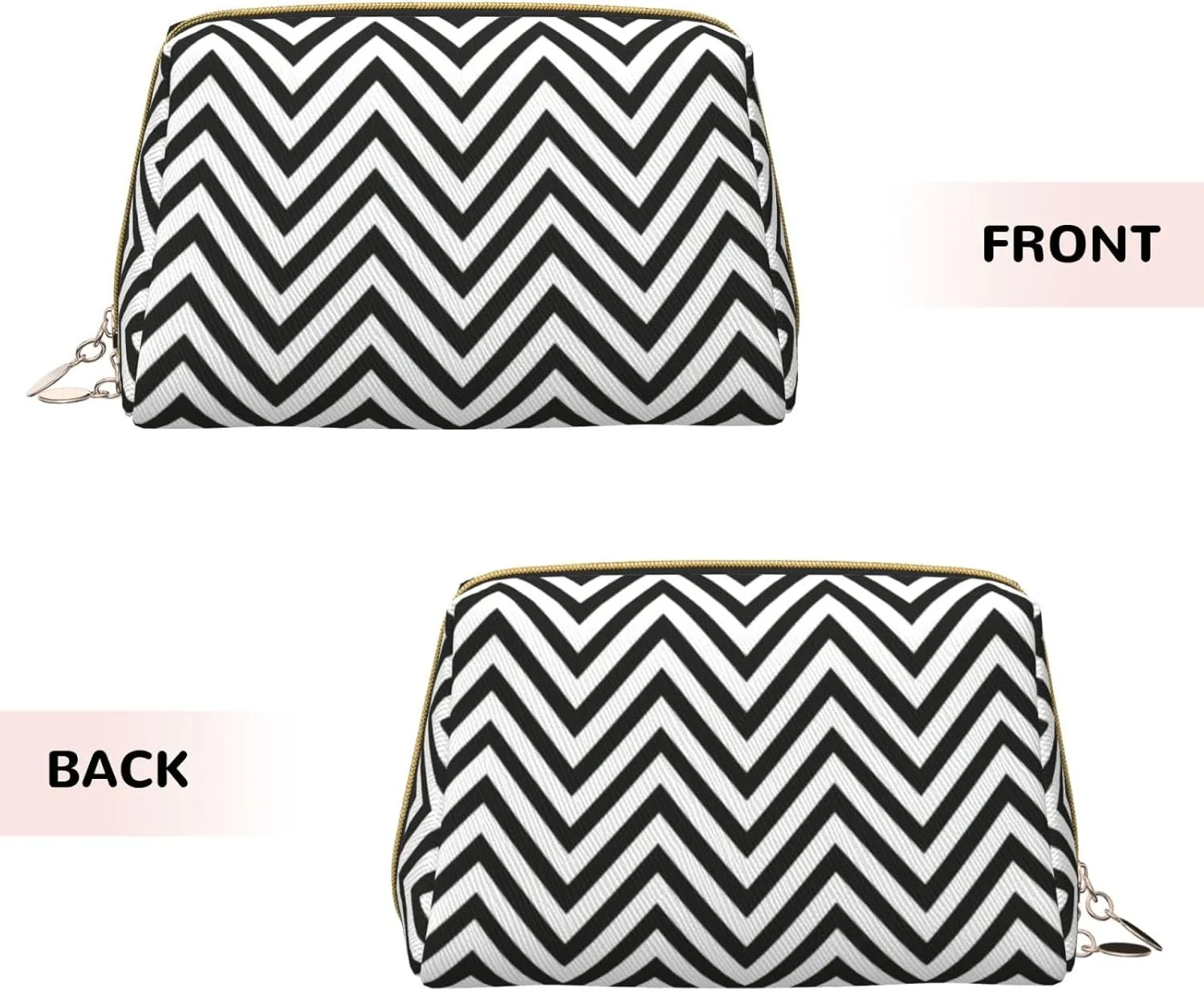 Zigzag Stripe Toiletry Pouch, Travel-Friendly Makeup Organizer For Makeup Brushes, Lipsticks