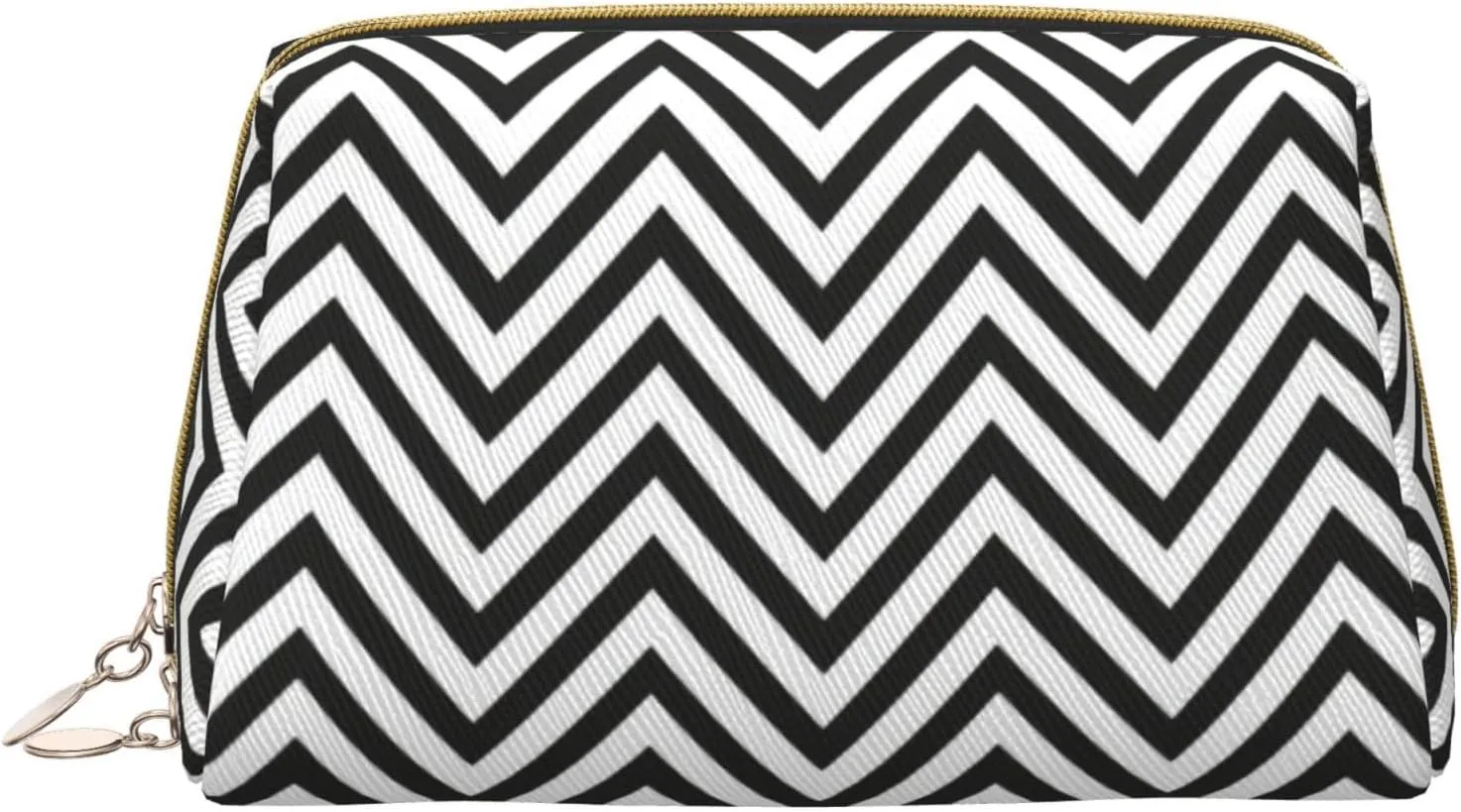 Zigzag Stripe Toiletry Pouch, Travel-Friendly Makeup Organizer For Makeup Brushes, Lipsticks