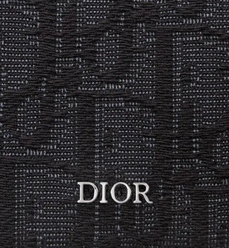 Zipped Card Holder • Black Dior Oblique Jacquard and Grained Calfskin