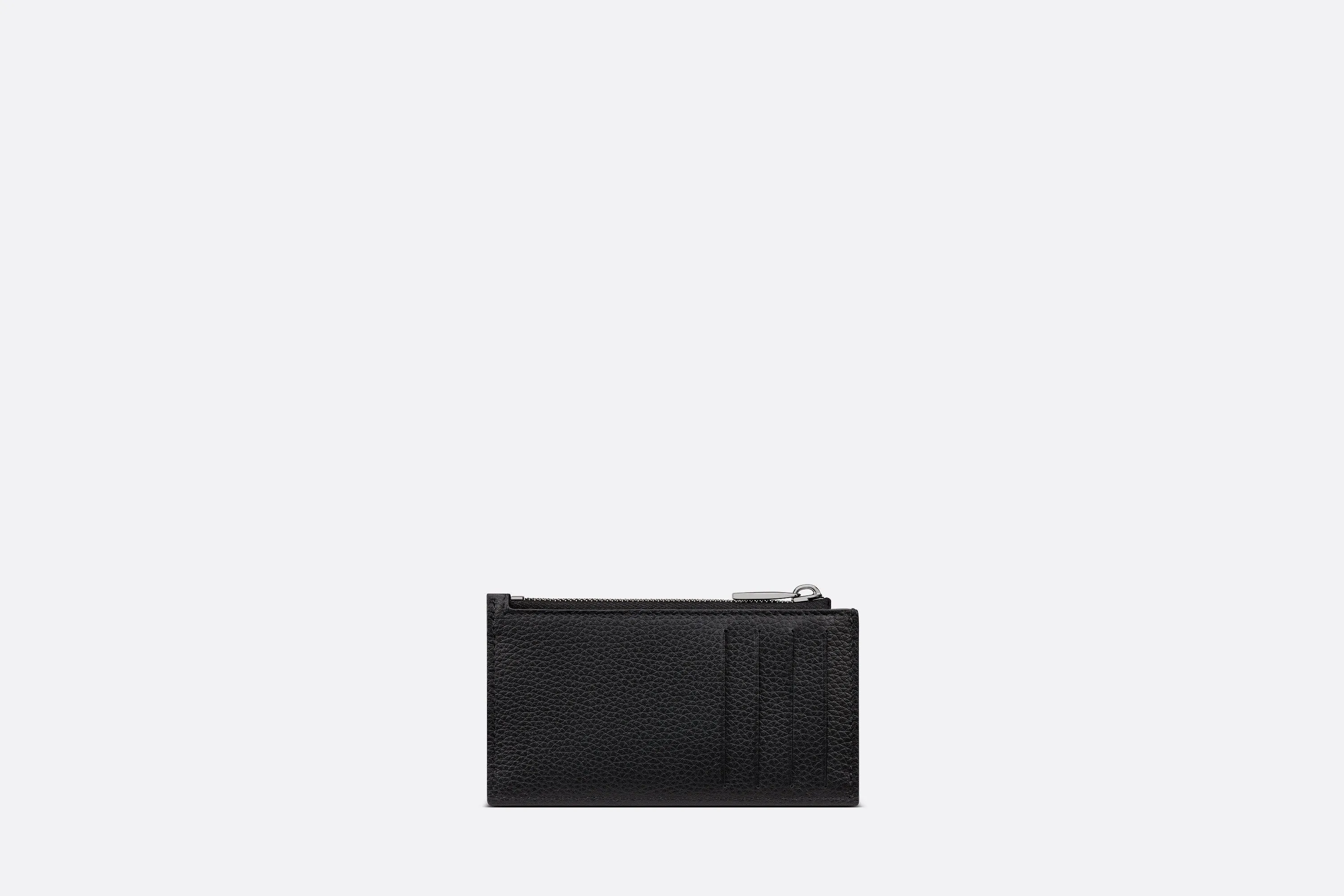 Zipped Card Holder • Black Dior Oblique Jacquard and Grained Calfskin