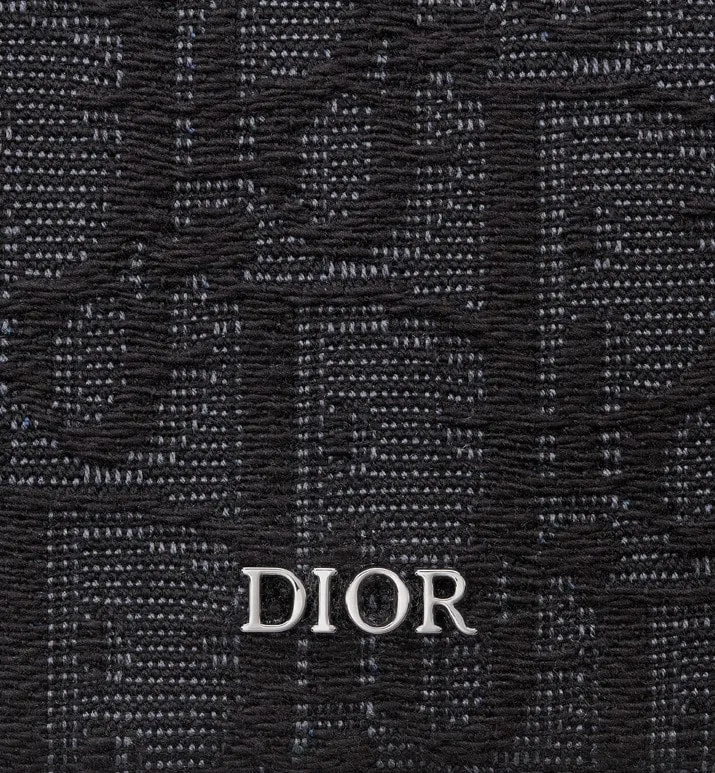 Zipped Card Holder • Black Dior Oblique Jacquard and Grained Calfskin