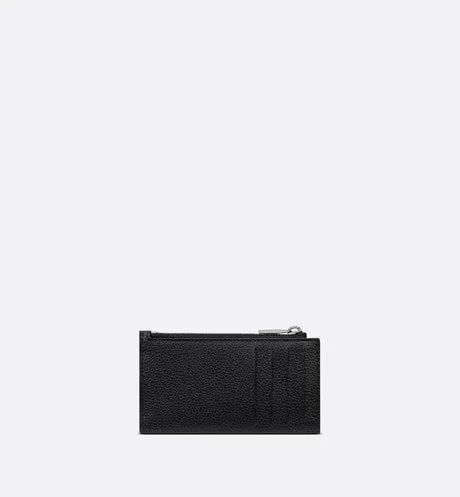 Zipped Card Holder • Black Dior Oblique Jacquard and Grained Calfskin