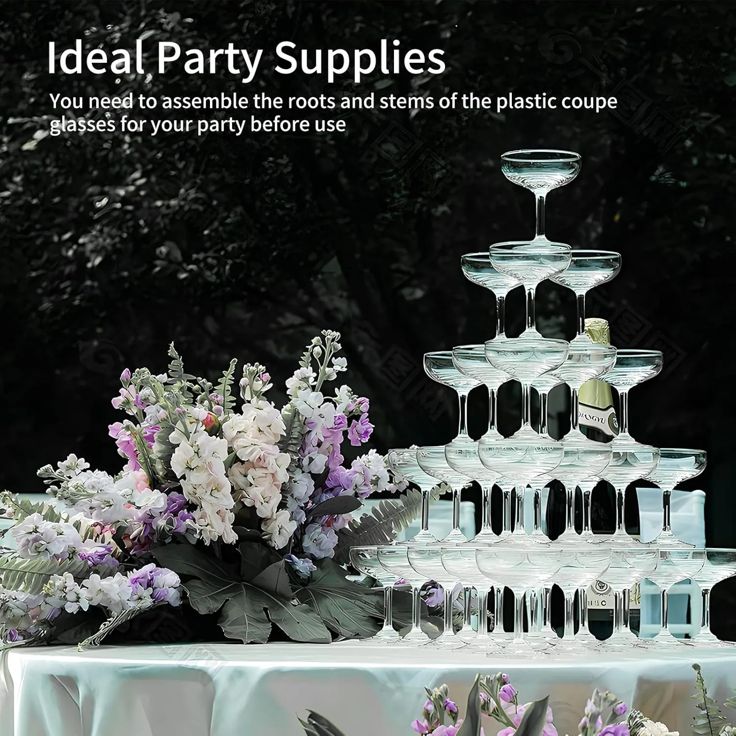 ZOMUIA 30 Pack Acrylic Plastic Champagne Coupe Glasses for Party Wedding Martini Cocktail Glasses Reusable Champagne Cups for Wedding Birthday Party Anniversary, 5oz