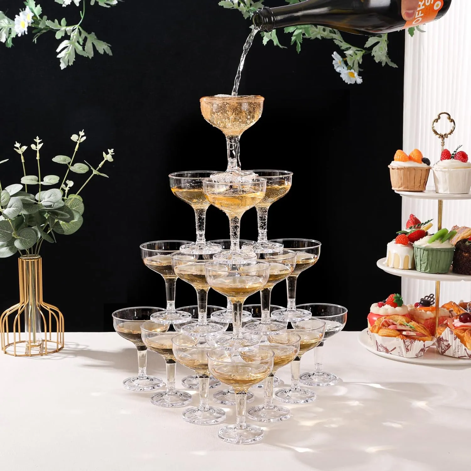 ZOMUIA 30 Pack Acrylic Plastic Champagne Coupe Glasses for Party Wedding Martini Cocktail Glasses Reusable Champagne Cups for Wedding Birthday Party Anniversary, 5oz