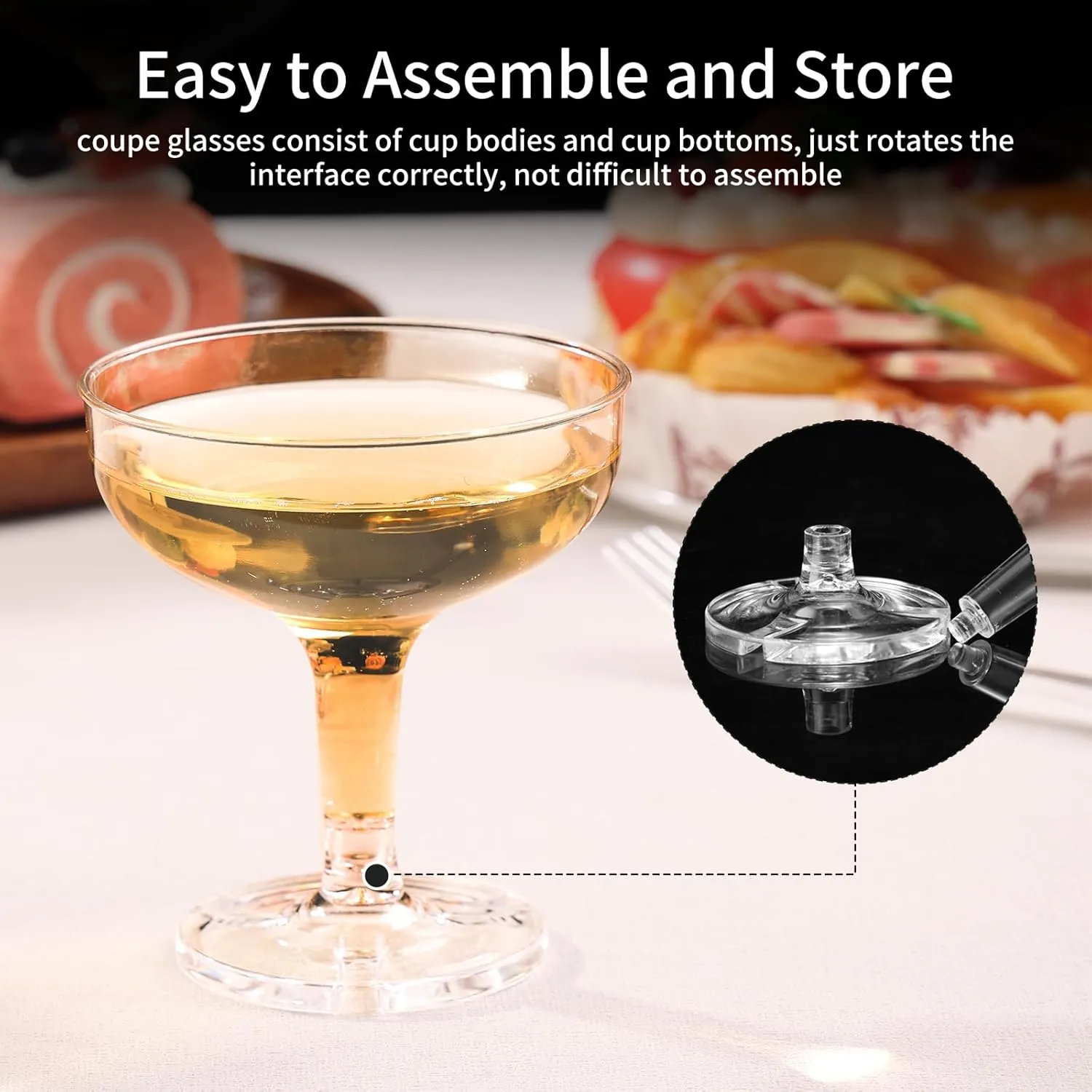 ZOMUIA 30 Pack Acrylic Plastic Champagne Coupe Glasses for Party Wedding Martini Cocktail Glasses Reusable Champagne Cups for Wedding Birthday Party Anniversary, 5oz