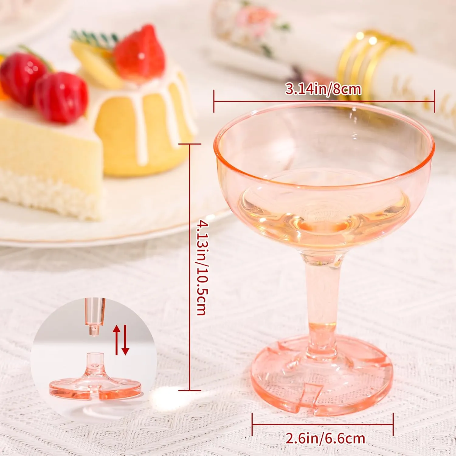 ZOMUIA 50 Pack Acrylic Champagne Coupe Glasses Plastic Champagne Tower for Party Wedding Martini Cocktail Glasses Reusable Cocktail Cups for Wedding Birthday Party Anniversary, 5oz (Pink)