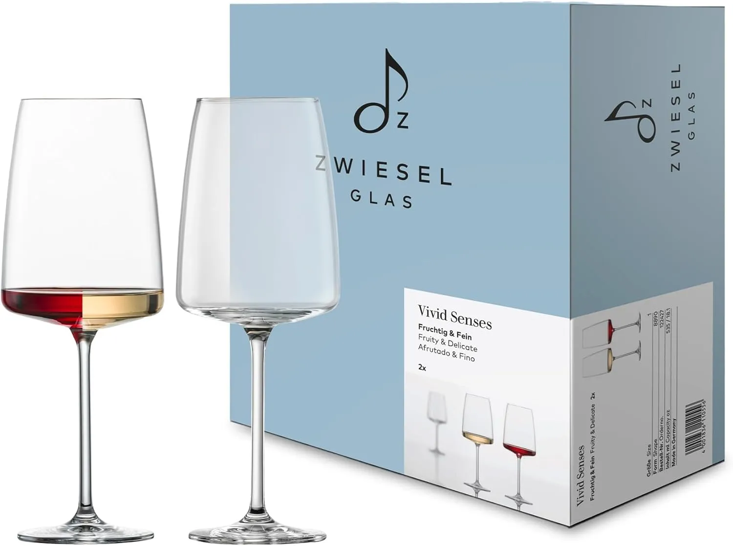 Zwiesel Glas Wine Glass Fruity & Fine Vivid Senses (Set of 2), Filigree Wine Glasses, Dishwasher Safe Tritan Crystal Glasses, Made in Germany (Item No. 122427)